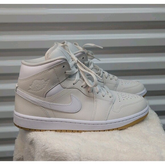 Nike Air Jordan 1 Women's Size 9 Mid Top Phantom White Light Brown Sneakers NWOB - Picture 2 of 9